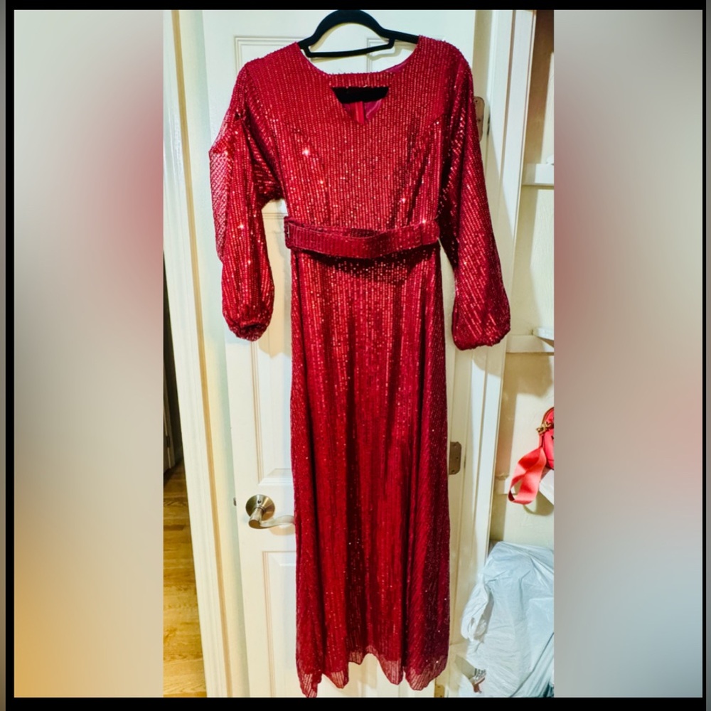 Elegant Red Sequin Gown
